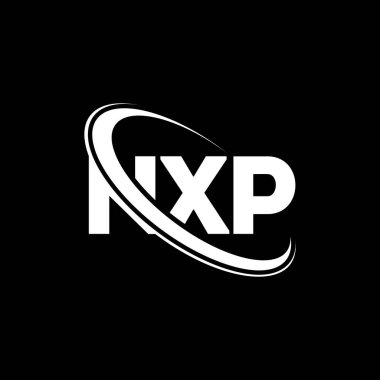 NXP logosu. NXP mektubu. NXP harf logosu tasarımı. Çember ve büyük harfli monogram logosuna bağlı NXP logosu. Teknoloji, iş ve emlak markası için NXP tipografisi.