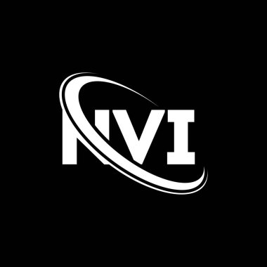 NVI logosu. NVI harfi. NVI harf logosu tasarımı. Çember ve büyük harfli monogram logosuna bağlı NVI logosu. Teknoloji, iş ve emlak markası için NVI tipografisi.