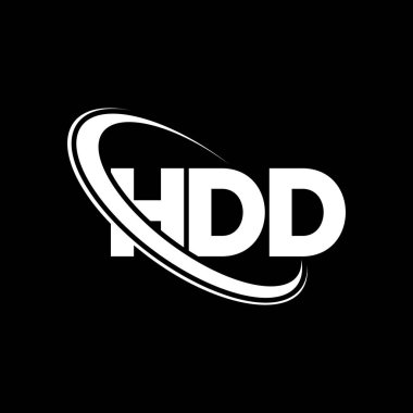 HDD logosu. HDD mektubu. HDD harf logosu tasarımı. Çember ve büyük harfli monogram logosuna bağlı baş harfler HDD logosu. Teknoloji, iş ve emlak markası için HDD tipografisi.