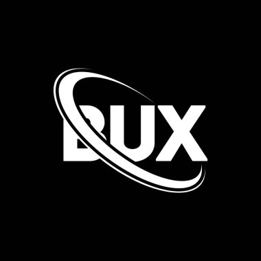 BuX logosu. BuX harfi. BuX harfli logo tasarımı. Çember ve büyük harfli monogram logosuna bağlı baş harfler BUX logosu. Teknoloji, iş ve emlak markası için buX tipografisi.