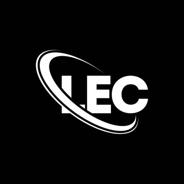 LEC logosu. LEC mektubu. LEC harf logosu tasarımı. Çember ve büyük harfli monogram logosuyla birleştirilmiş LEC logosu. Teknoloji, iş ve emlak markası için LEC tipografisi.