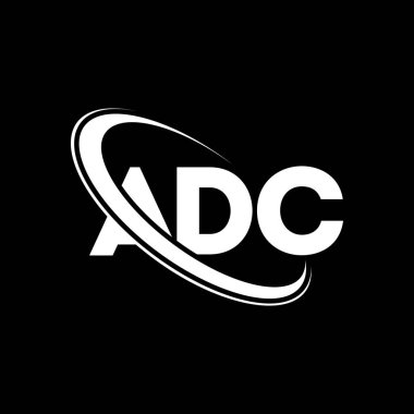 ADC logosu. ADC mektubu. ADC mektup logosu tasarımı. Çember ve büyük harfli monogram logosuna bağlı ADC logosu. Teknoloji, iş ve emlak markası için ADC tipografisi.