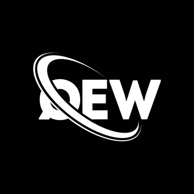 QEW logosu. QEW mektubu. QEW harf logosu tasarımı. Çember ve büyük harfli monogram logosuyla birleştirilmiş QEW logosu. QEW teknoloji, iş ve emlak markası tipografisi.