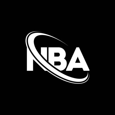 NBA logosu. NBA mektubu. NBA mektup logosu tasarımı. Çember ve büyük harfli monogram logosuyla NBA logosunun baş harfleri. NBA teknoloji, iş ve emlak markası tipografisi.
