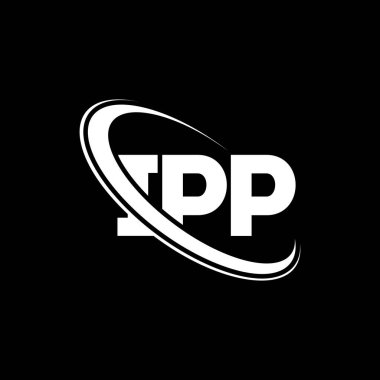 IP logosu. IPP mektubu. IPP harf logosu tasarımı. Çember ve büyük harfli monogram logosuna bağlı ilk IP logosu. Teknoloji, iş ve emlak markası için IPP tipografisi.