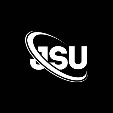 JSU logosu. JSU mektubu. JSU mektup logosu tasarımı. Çember ve büyük harfli monogram logosuna bağlı baş harfler JSU logosu. Teknoloji, iş ve emlak markası için JSU tipografisi.