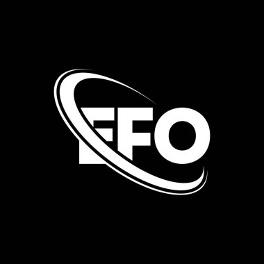 EFO logosu. EFO mektubu. EFO harfi logo tasarımı. Çember ve büyük harfli monogram logosuna bağlı ilk EFO logosu. Teknoloji, iş ve emlak markası için EFO tipografisi.