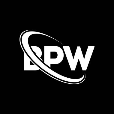 BPW logosu. BPW mektubu. BPW harf logosu tasarımı. Çember ve büyük harfli monogram logosuna bağlı baş harfler BPW. Teknoloji, iş ve emlak markası için BPW tipografisi.