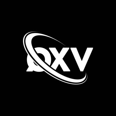 QXV logosu. QXV harfi. QXV harf logosu tasarımı. Çember ve büyük harfli monogram logosuna bağlı QXV logosu. Teknoloji, iş ve emlak markası için QXV tipografisi.