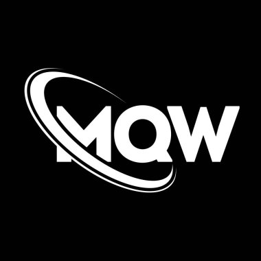 MQW logosu. MQW mektubu. MQW harf logosu tasarımı. Çember ve büyük harfli monogram logosuna bağlı baş harfler MQW. Teknoloji, iş ve emlak markası için MQW tipografisi.