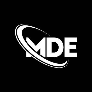 MDE logosu. MDE harfi. MDE harf logosu tasarımı. Çember ve büyük harfli monogram logosuna bağlı baş harfler MDE logosu. Teknoloji, iş ve emlak markaları için MDE tipografisi.