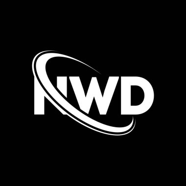 NWD logosu. NWD mektubu. NWD mektup logosu tasarımı. Çember ve büyük harfli monogram logosuna bağlı NWD logosu. Teknoloji, iş ve emlak markası için NWD tipografisi.