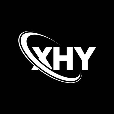 XHY logosu. XHY mektubu. XHY harf logosu tasarımı. Çember ve büyük harfli monogram logosuyla birleştirilmiş XHY logosu. Teknoloji, iş ve emlak markası için XHY tipografisi.