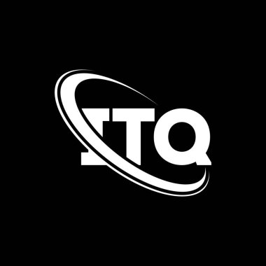 ITQ logosu. ITQ mektubu. ITQ mektup logosu tasarımı. Çember ve büyük harfli monogram logosuna bağlı ilk ITQ logosu. Teknoloji, iş ve emlak markası için ITQ tipografisi.
