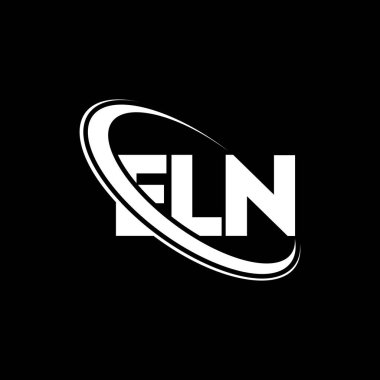 ELN logosu. ELN mektubu. ELN mektup logosu tasarımı. Çember ve büyük harfli monogram logosuyla birleştirilmiş ELN logosu. ELN teknoloji, iş ve gayrimenkul markası tipografisi.