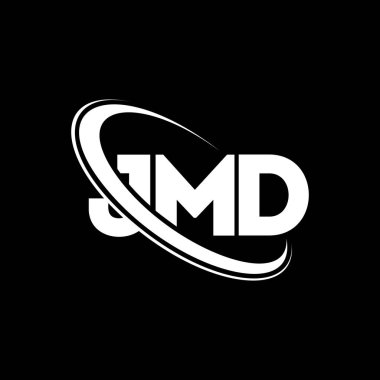 JMD logosu. JMD mektubu. JMD mektup logosu tasarımı. Çember ve büyük harfli monogram logosuna bağlı baş harfler JMD logosu. Teknoloji, iş ve emlak markası için JMD tipografisi.