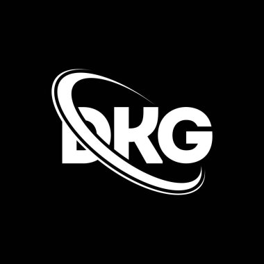 DKG logosu. DKG mektubu. DKG mektup logosu tasarımı. Çember ve büyük harfli monogram logosuna bağlı baş harfler. Teknoloji, iş ve emlak markası için DKG tipografisi.