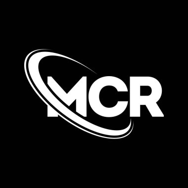 MCR logosu. MCR mektubu. MCR harf logosu tasarımı. Çember ve büyük harfli monogram logosuna bağlı MCR logosu. Teknoloji, iş ve emlak markası için MCR tipografisi.