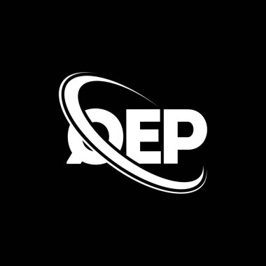 QEP logosu. QEP mektubu. QEP harf logosu tasarımı. Çember ve büyük harfli monogram logosuna bağlı QEP logosu. Teknoloji, iş ve emlak markası için QEP tipografisi.