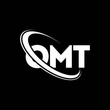OMT logosu. OMT mektubu. OMT harf logosu tasarımı. Çember ve büyük harfli monogram logosuna bağlı OMT logosu. Teknoloji, iş ve emlak markası için OMT tipografisi.