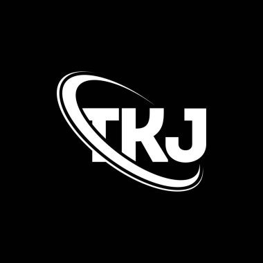 TKJ logosu. TKJ mektubu. TKJ harf logosu tasarımı. Çember ve büyük harfli monogram logosuna bağlı TKJ logosu. Teknoloji, iş ve emlak markası için TKJ tipografisi.