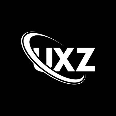 UXZ logosu. UXZ harfi. UXZ harf logosu tasarımı. Çember ve büyük harfli monogram logosuna bağlı baş harfler UXZ logosu. Teknoloji, iş ve emlak markası için UXZ tipografisi.