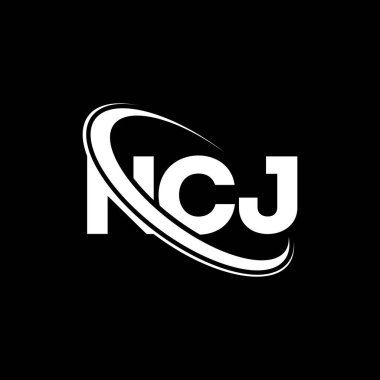 NCJ logosu. NCJ mektubu. NCJ mektup logosu tasarımı. Çember ve büyük harfli monogram logosuna bağlı baş harfler NCJ logosu. NCJ teknoloji, iş ve gayrimenkul markası tipografisi.