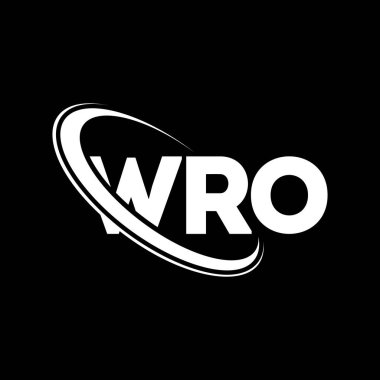 WRO logosu. WRO mektubu. WRO harf logosu tasarımı. Çember ve büyük harfli monogram logosuna bağlı baş harfler WRO logosu. Teknoloji, iş ve emlak markası için WRO tipografisi.