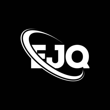 EJQ logosu. EJQ mektubu. EJQ harf logosu tasarımı. Çember ve büyük harfli monogram logosuna bağlı baş harfler EJQ logosu. Teknoloji, iş ve emlak markası için EJQ tipografisi.