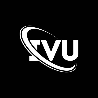IVU logosu. I.V.U mektubu. I.V.U mektup logosu tasarımı. Yuvarlak ve büyük harfli monogram logosuna bağlı baş harfler. Teknoloji, iş ve emlak markası için IVU tipografisi.