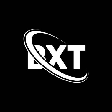 BXT logosu. BXT mektubu. BXT harf logosu tasarımı. Çember ve büyük harfli monogram logosuna bağlı baş harfler BXT logosu. Teknoloji, iş ve emlak markası için BXT tipografisi.