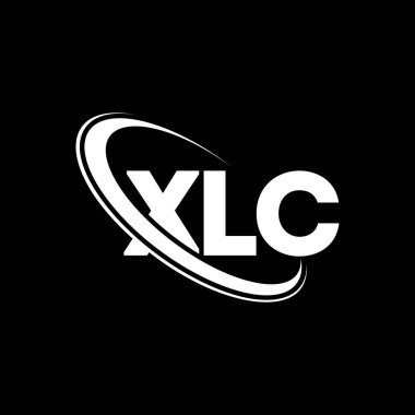 XLC logosu. XLC mektubu. XLC harf logosu tasarımı. Çember ve büyük harfli monogram logosuna bağlı XLC logosu. Teknoloji, iş ve emlak markası için XLC tipografisi.