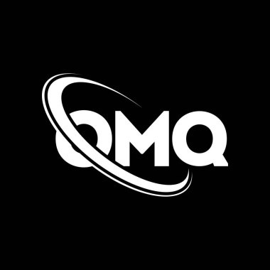 OMQ logosu. OMQ mektubu. OMQ harf logosu tasarımı. Çember ve büyük harfli monogram logosuna bağlı baş harfler OMQ logosu. Teknoloji, iş ve emlak markaları için OMQ tipografisi.