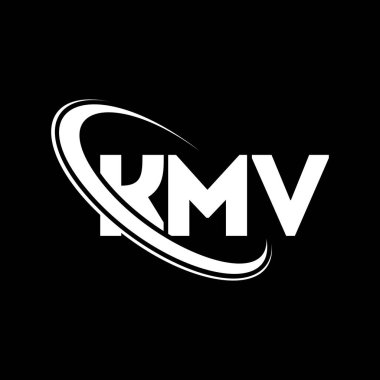 KMV logosu. KMV mektubu. KMV harf logosu tasarımı. Çember ve büyük harfli monogram logosuna bağlı baş harfler KMV logosu. Teknoloji, iş ve emlak markası için KMV tipografisi.