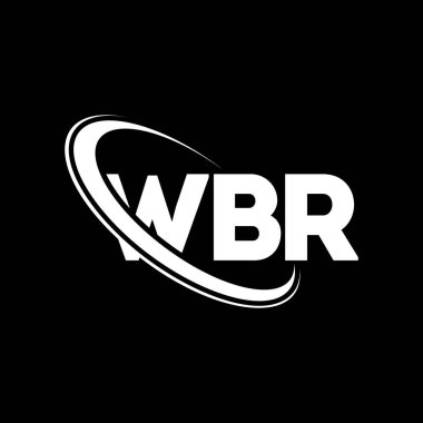 WBR logosu. WBR mektubu. WBR harf logosu tasarımı. Çember ve büyük harfli monogram logosuna bağlı WBR logosu. Teknoloji, iş ve emlak markası için WBR tipografisi.