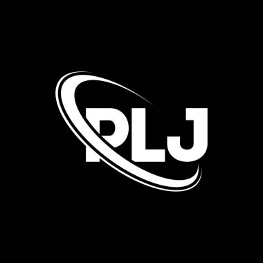 PLJ logosu. PLJ mektubu. PLJ harf logosu tasarımı. Çember ve büyük harfli monogram logosuyla birleştirilmiş PLJ logosu. Teknoloji, iş ve emlak markası için PLJ tipografisi.