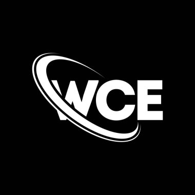 WCE logosu. WCE mektubu. WCE mektup logosu tasarımı. Çember ve büyük harfli monogram logosuna bağlı WCE logosu. Teknoloji, iş ve emlak markası için WCE tipografisi.