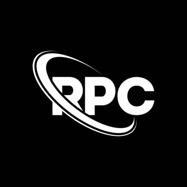 RPC logosu. RPC mektubu. RPC harf logosu tasarımı. Çember ve büyük harfli monogram logosuna bağlı RPC logosu. Teknoloji, iş ve emlak markası için RPC tipografisi.