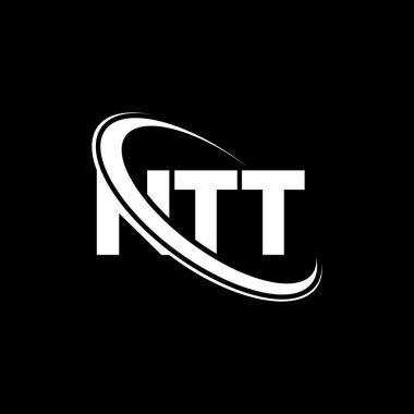 NTT logosu. NTT mektubu. NTT harf logosu tasarımı. Çember ve büyük harfli monogram logosuna bağlı baş harfler NTT logosu. Teknoloji, iş ve emlak markası için NTT tipografisi.