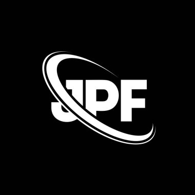 JPF logosu. JPF mektubu. JPF mektup logosu tasarımı. Çember ve büyük harfli monogram logosuna bağlı JPF logosu. Teknoloji, iş ve emlak markası için JPF tipografisi.