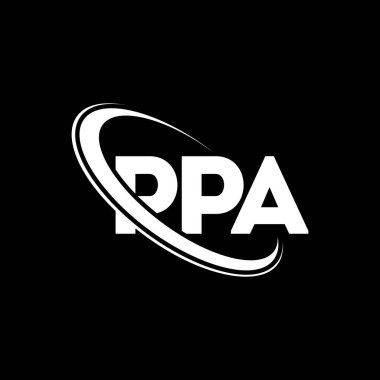 PPA logosu. PPA mektubu. PPA mektup logosu tasarımı. Çember ve büyük harfli monogram logosuna bağlı PPA logosu. Teknoloji, iş ve emlak markası için PPA tipografisi.