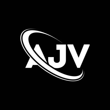 AJV logosu. AJV mektubu. AJV harf logosu tasarımı. Çember ve büyük harfli monogram logosuna bağlı AJV logosu. Teknoloji, iş ve emlak markası için AJV tipografisi.