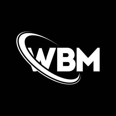 WBM logosu. WBM mektubu. WBM mektup logosu tasarımı. Çember ve büyük harfli monogram logosuna bağlı baş harfler WBM logosu. Teknoloji, iş ve emlak markası için WBM tipografisi.