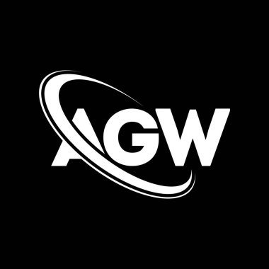 AGW logosu. AGW mektubu. AGW harfli logo tasarımı. Çember ve büyük harfli monogram logosuna bağlı AGW logosu. AGW teknoloji, iş ve emlak markası tipografisi.