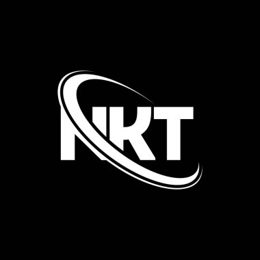 NKT logosu. NKT mektubu. NKT harf logosu tasarımı. Çember ve büyük harfli monogram logosuna bağlı NKT logosu. Teknoloji, iş ve emlak markası için NKT tipografisi.