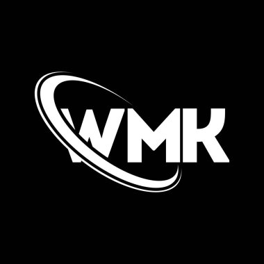 WMK logosu. WMK mektubu. WMK mektup logosu tasarımı. Çember ve büyük harfli monogram logosuna bağlı baş harfler WMK logosu. Teknoloji, iş ve emlak markası için WMK tipografisi.