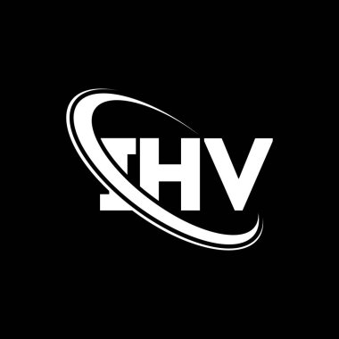 IHV logosu. IHV harfi. IHV harf logosu tasarımı. Daireye ve büyük harfli monogram logosuna bağlı ilk IHV logosu. Teknoloji, iş ve emlak markası için IHV tipografisi.