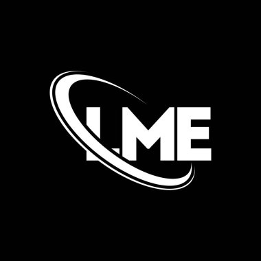 LME logosu. LME mektubu. LME mektup logo tasarımı. Çember ve büyük harfli monogram logosuna bağlı ilk LME logosu. Teknoloji, iş ve emlak markası için LME tipografisi.