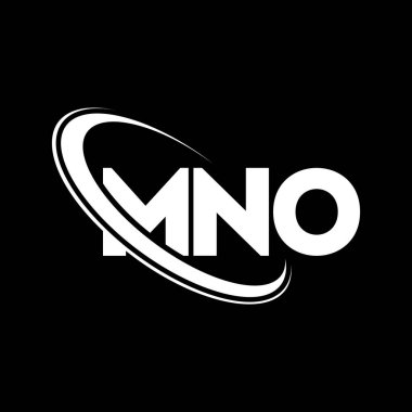 MNO logosu. MNO mektubu. MNO mektup logosu tasarımı. Çember ve büyük harfli monogram logosuna bağlı baş harfler MNO logosu. Teknoloji, iş ve emlak markası için MNO tipografisi.