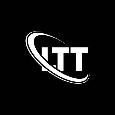 LTT logosu. LTT mektubu. LTT harf logosu tasarımı. Çember ve büyük harfli monogram logosuna bağlı ilk LTT logosu. Teknoloji, iş ve emlak markası için LTT tipografisi.